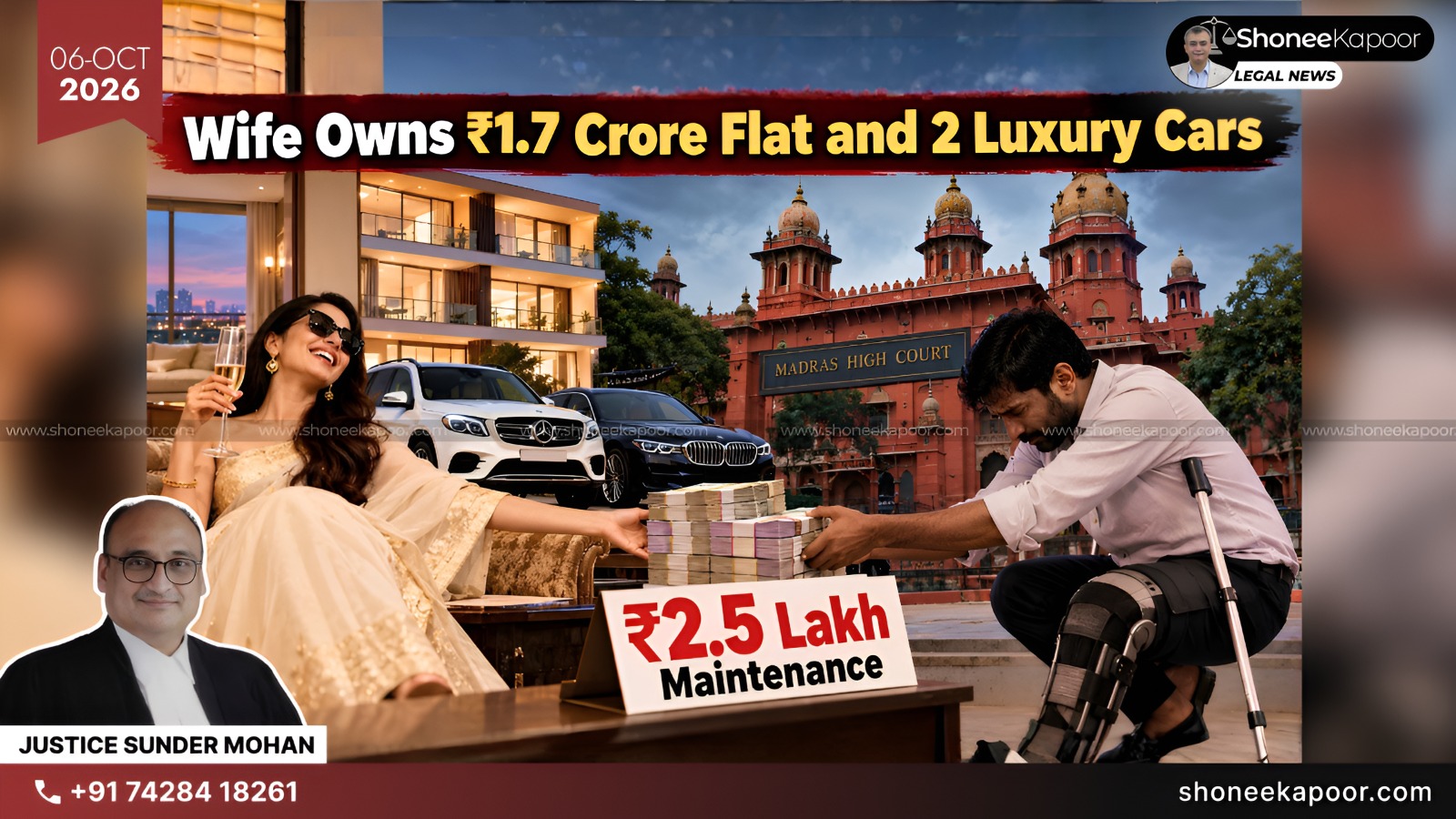 Maintenance Case | Wife Owns ₹1.7 Crore Flat and 2 Luxury Cars — Yet Man Must Pay ₹2.5 Lakh Every Month: Madras High Court