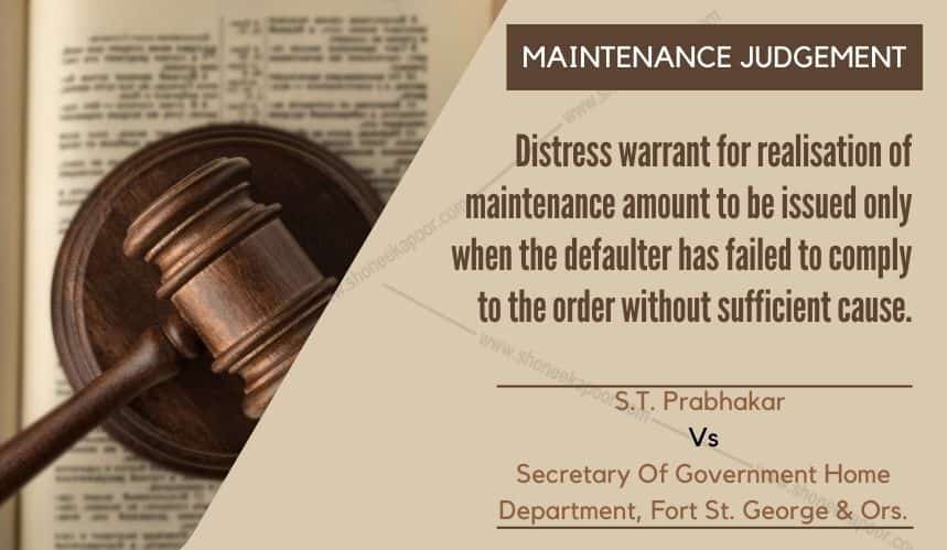 Madras High Court realisation of maintenance amount